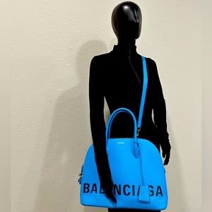 BALENCIAGA Bag (Aqua Blue) + Leopard Print Bag Pancho